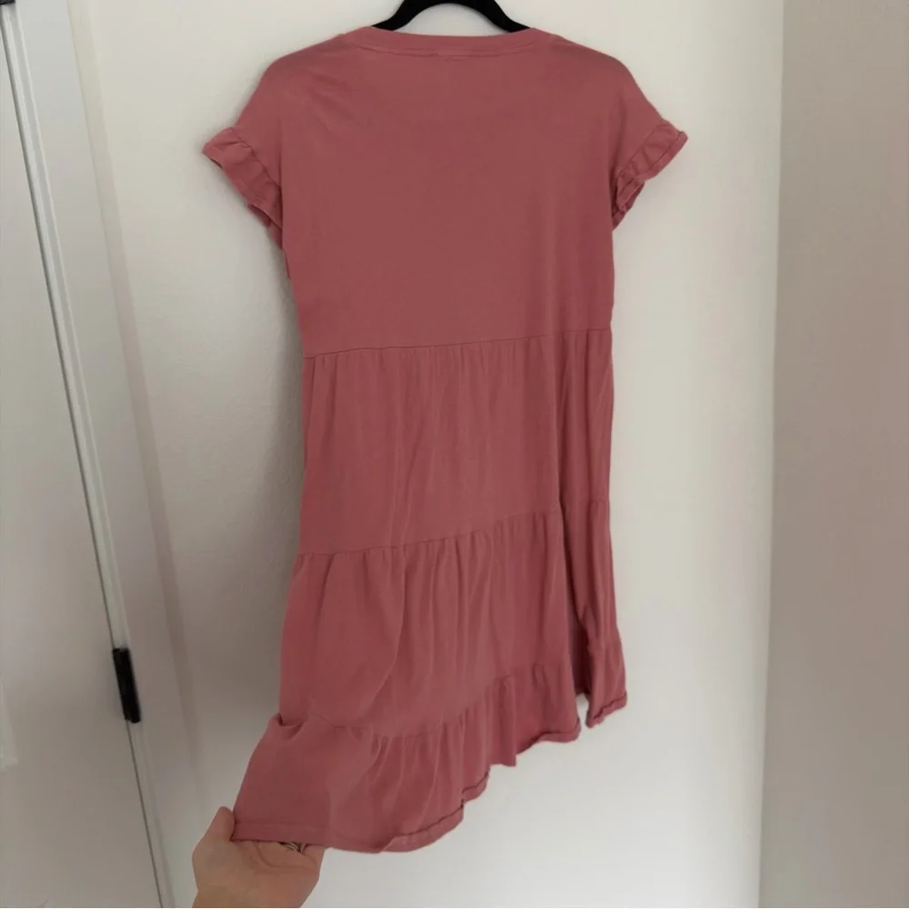 J. Crew Blush Pink Tiered Mini Dress Cotton Size XS Women’s Ruffle Sleeves - Picture 6 of 9
